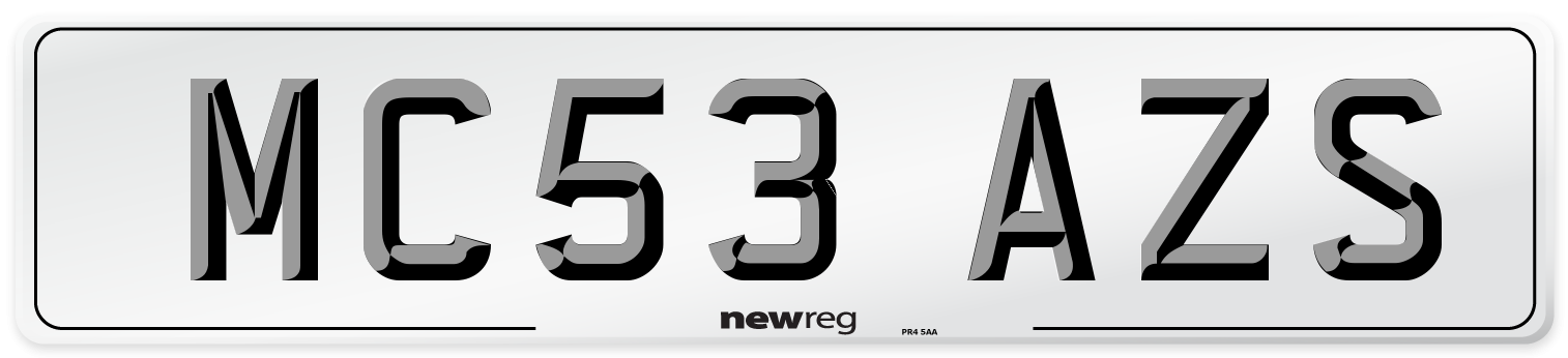 MC53 AZS Number Plate from New Reg